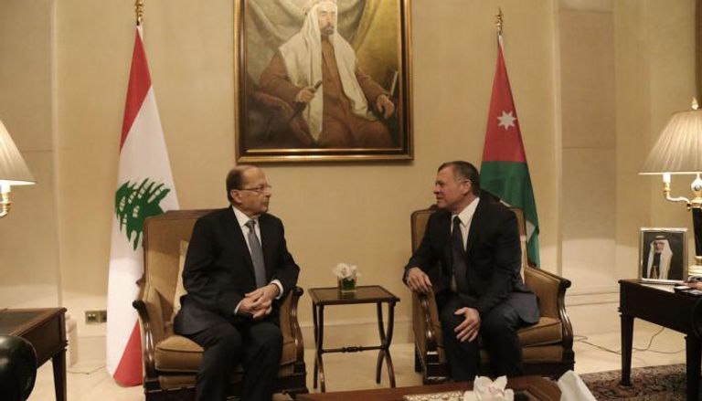 جانب من لقاء العاهل الأدرني والرئيس اللبناني