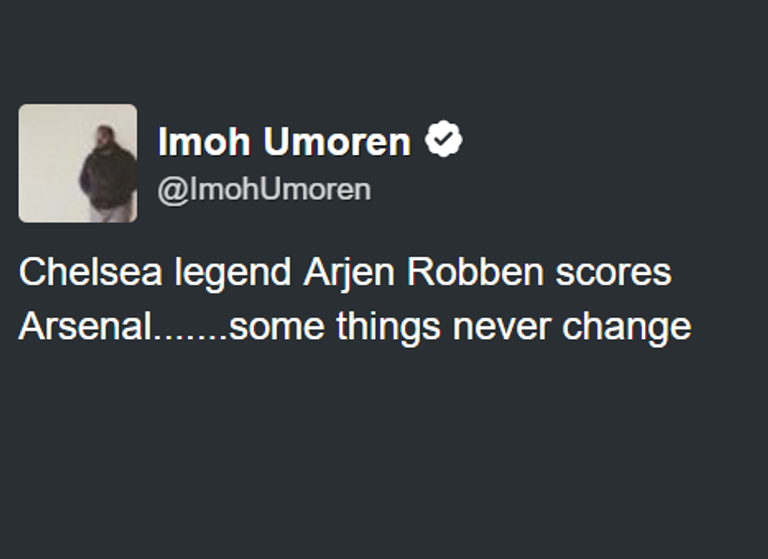 روبين يسجل الهدف الأول في شباك أرسنال