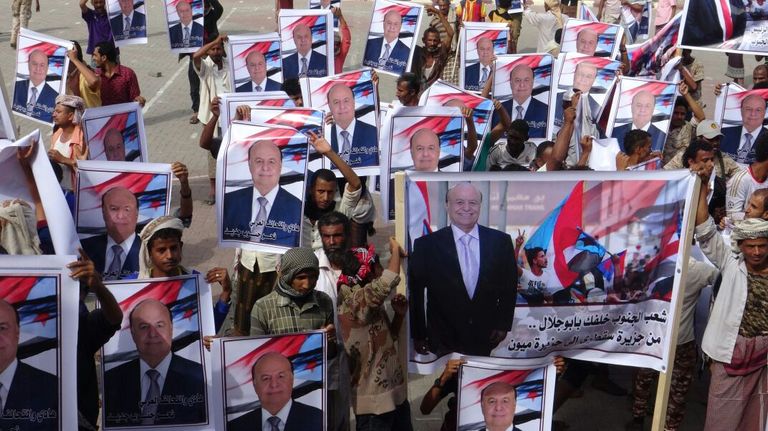 جانب من الاحتفالات بالرئيس اليمني عبد ربه منصور هادي