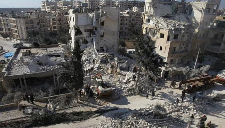 آثار الدمار في إدلب السورية 