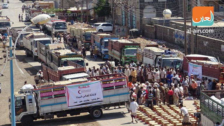 المساعدات الإماراتية قبل توزيعها على اليمنيين
