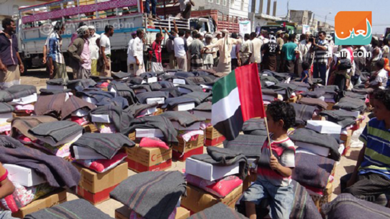 المساعدات الإماراتية قبل توزيعها على اليمنيين