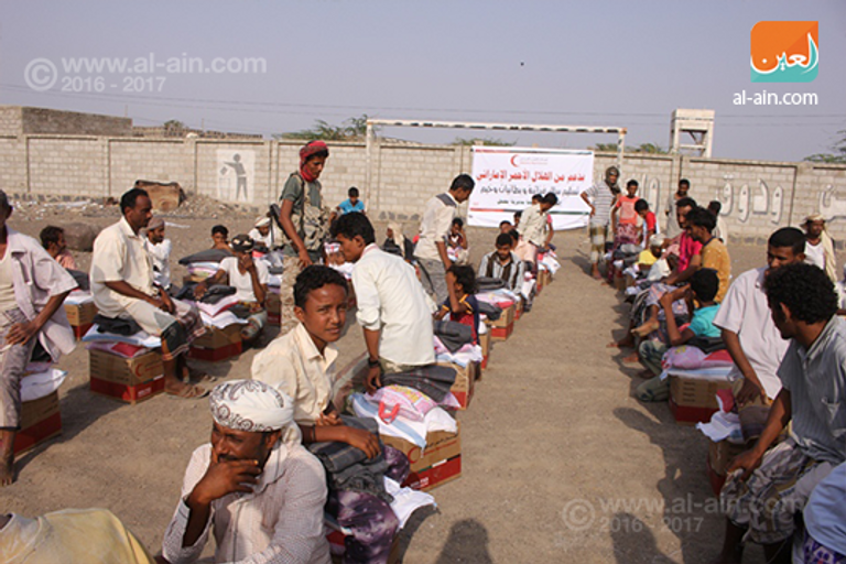 المساعدات الإماراتية قبل توزيعها على اليمنيين