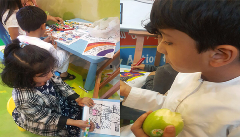 مشاركة الأطفال في الحملة الصحية بأحد مراكز التسوق 