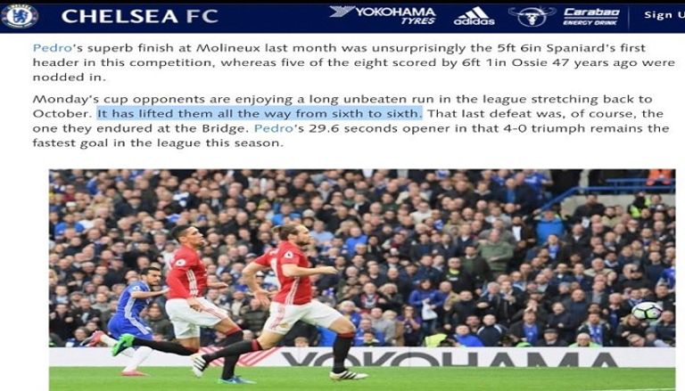 صورة ضوئية من سخرية موقع تشيلسي