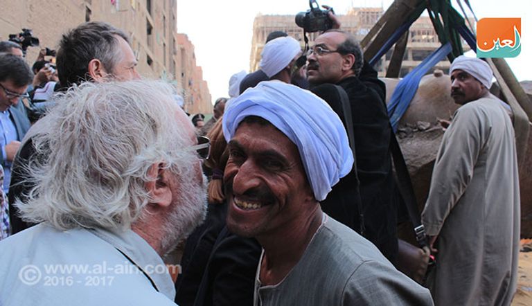 عملية انتشال الجزء الأخير من تمثال رمسيس الثاني