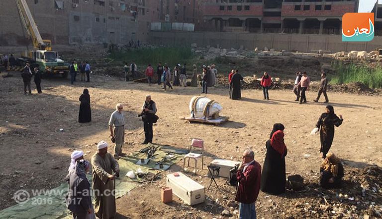 عملية انتشال الجزء الأخير من تمثال رمسيس الثاني