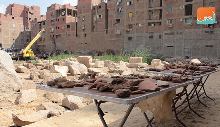 عملية انتشال الجزء الأخير من تمثال رمسيس الثاني