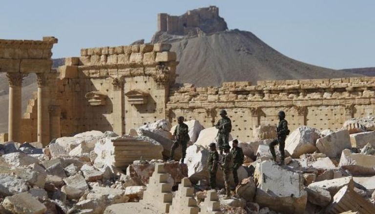حطام في مدينة تدمر الأثرية بعد تخريب داعش للآثار 