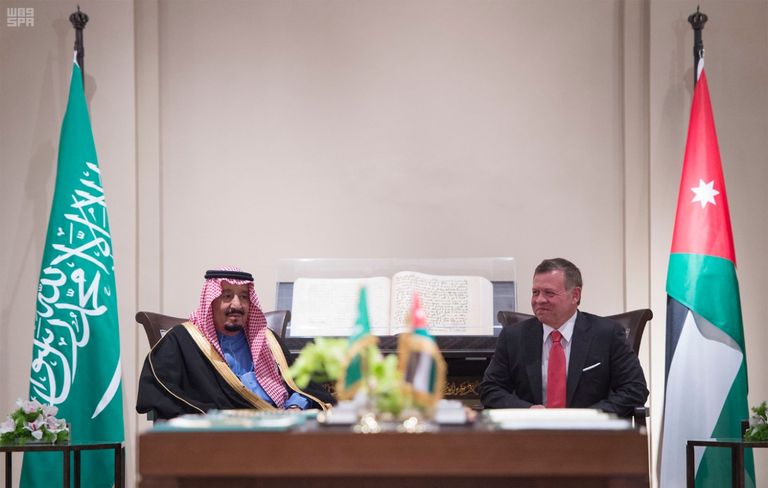 الملك سلمان بن عبدالعزيز والملك عبدالله الثاني في عمان