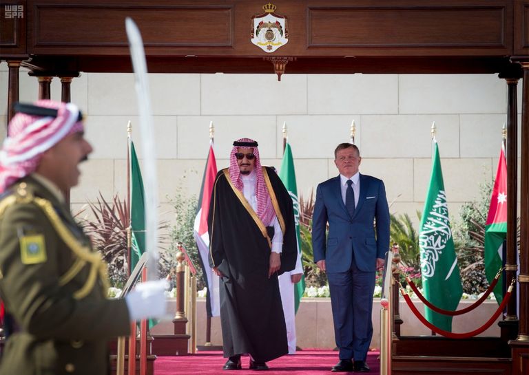 الملك سلمان بن عبدالعزيز والملك عبدالله الثاني في عمان