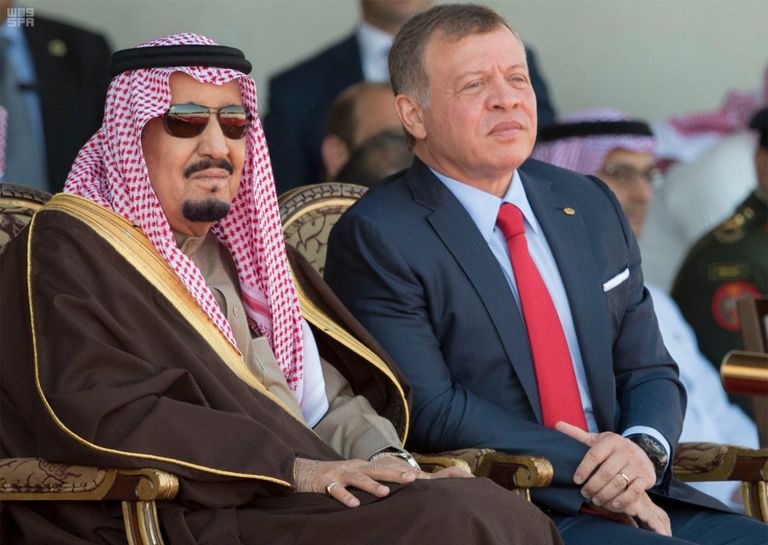 الملك سلمان بن عبدالعزيز والملك عبدالله الثاني في عمان