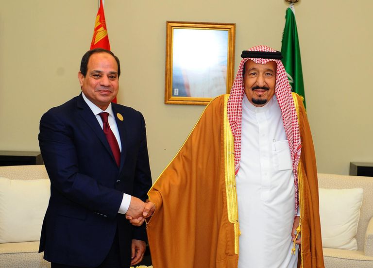 جانب من لقاء خادم الحرمين الشريفين والرئيس المصري