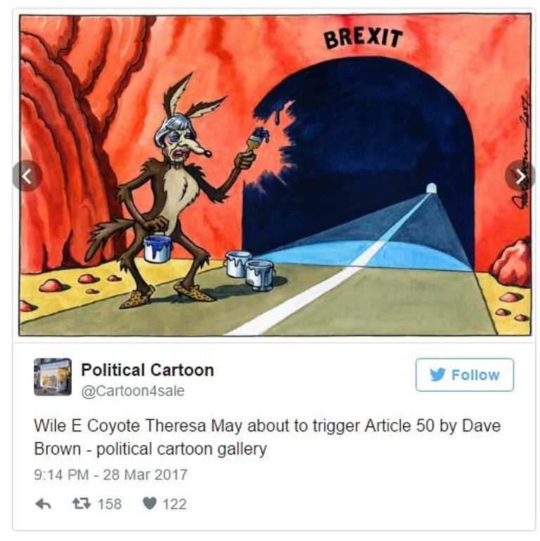 رسامو كاريكاتير يسخرون من تيريزا ماي