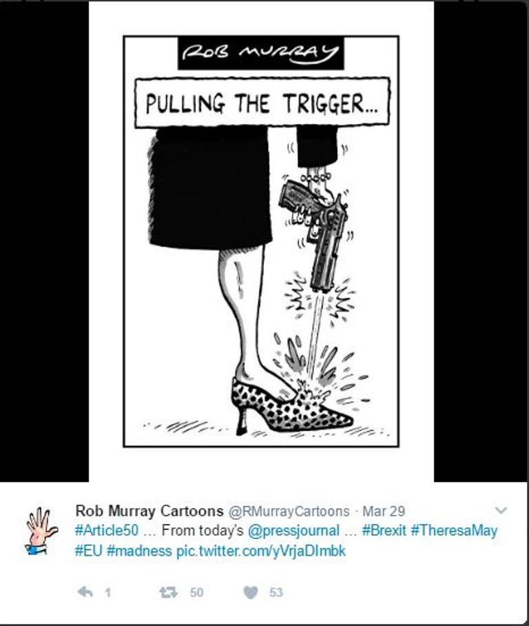 رسامو كاريكاتير يسخرون من تيريزا ماي