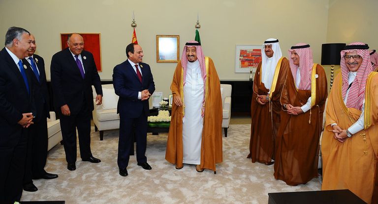 جانب من لقاء خادم الحرمين الشريفين والرئيس المصري