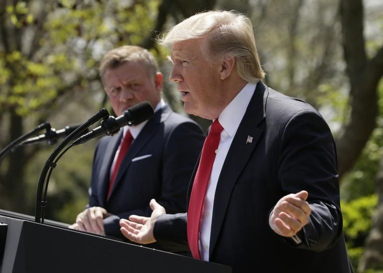 جانب من المؤتمر الصحفي بين ترامب والملك عبد الله الثاني