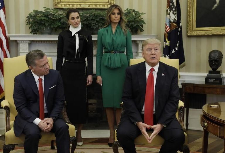 جانب من المؤتمر الصحفي بين ترامب والملك عبد الله الثاني