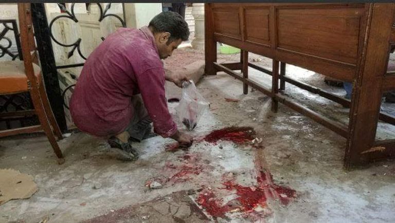 آثار الهجوم على الكنيسة