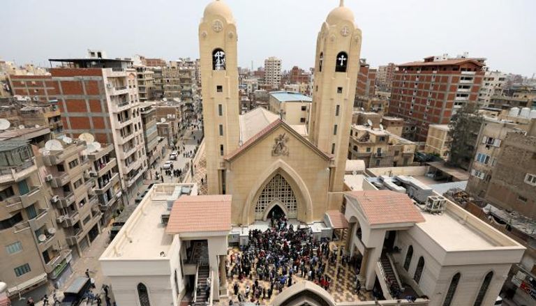 جانب من تفجير كنيسة مارجرجس بمدينة طنطا في مصر