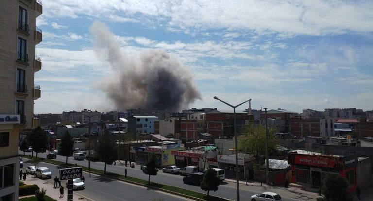 موقع الانفجار في ديار بكر