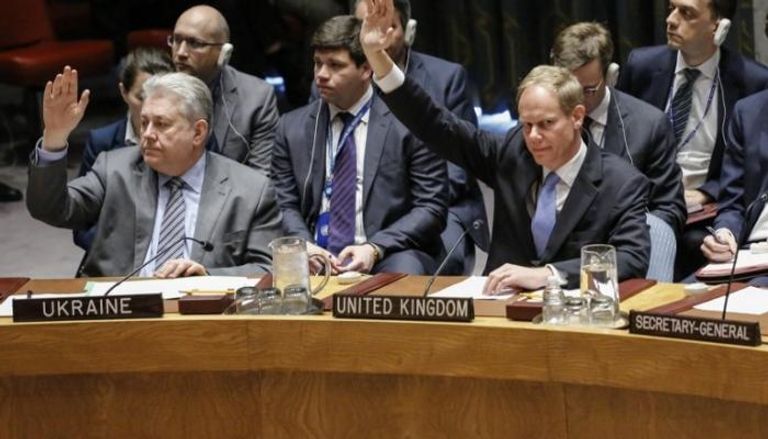 مندوب بريطانيا بمجلس الأمن خلال جلسة تصويت تخص سوريا (الفرنسية)