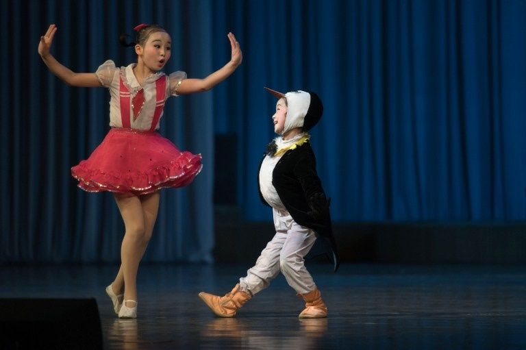 عرض فني في قصر ثقافة الأطفال ببيونج يانج (الفرنسية)