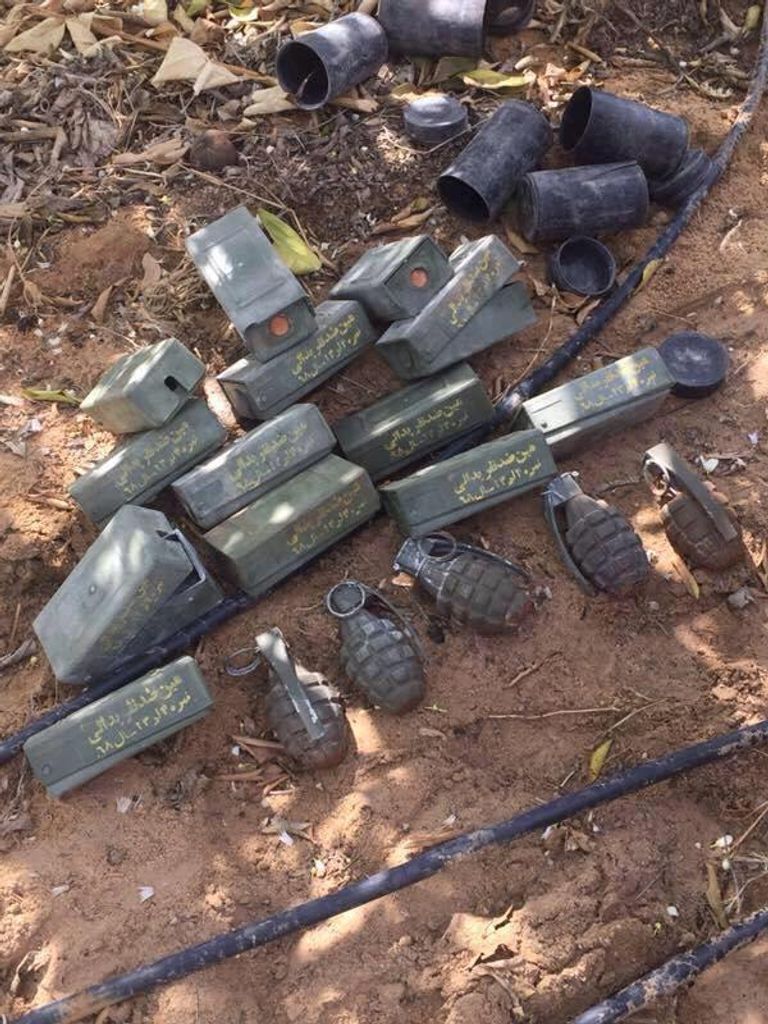 أسلحة وذخائر تم ضبطها مع عناصر الخلية