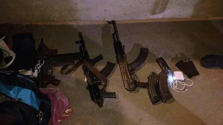 أسلحة وذخائر تم ضبطها مع عناصر الخلية