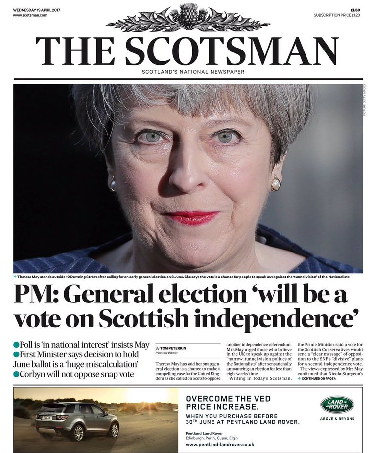 دعوة ماي لانتخابات مبكرة تصدرت عناوين صحف بريطانيا