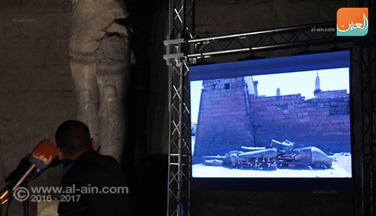 تمثال رمسيس الثاني أثناء حفل استقباله في معبد الأقصر جنوب مصر
