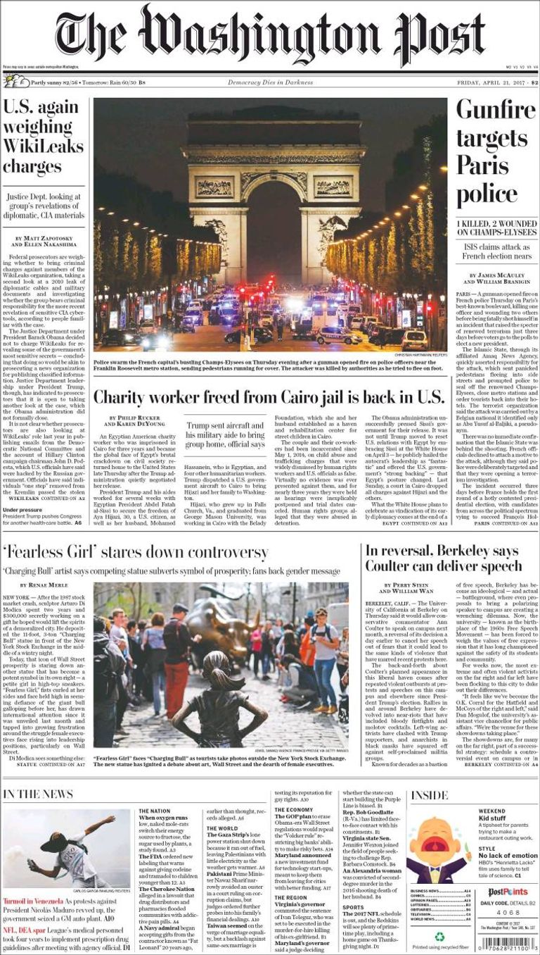 هجوم باريس تصدر عناوين الصفحات الأولى