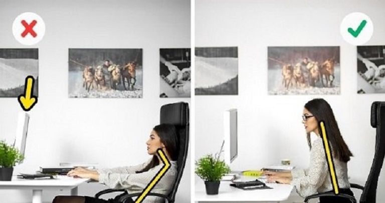 الجلوس في العمل بشكل خاطئ يسبب الآلام