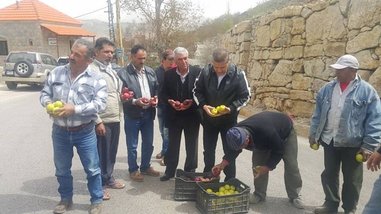 اعتصام مزاعي التفاح.. الصورة من الوكالة الوطنية للإعلام
