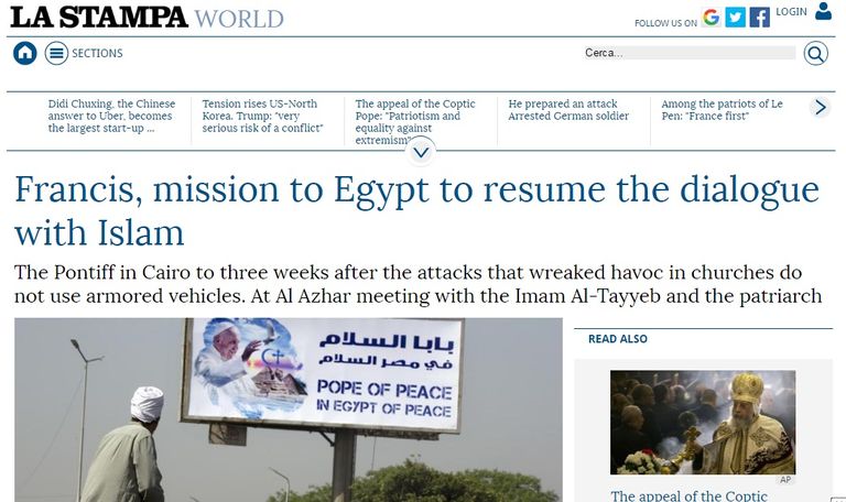 زيارة البابا فرنسيس لمصر