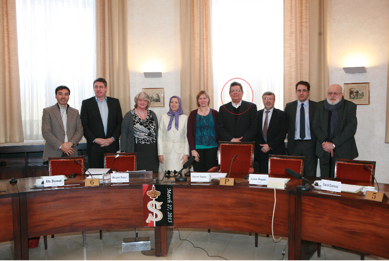 الصورة الأصلية لمريم رجوي في مجلس الشيوخ البلجيكي عام 2013 سعيد كريميان تم اغتياله في تركيا