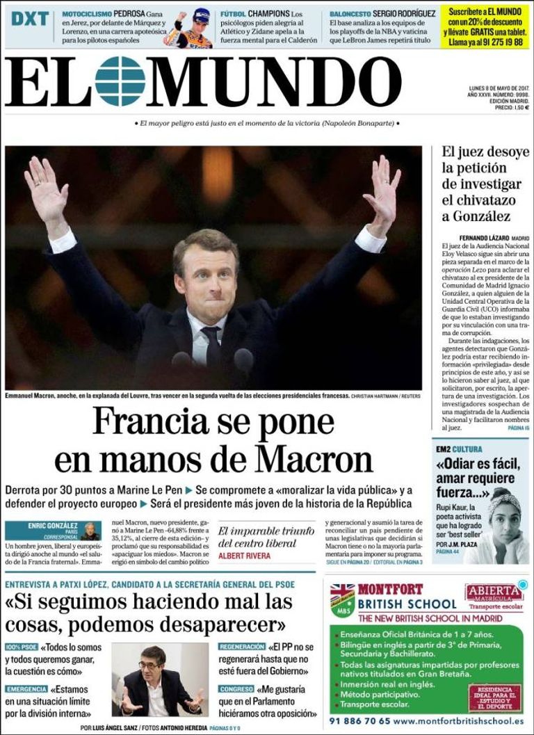 أصداء فوز ماكرون في الصحف العالمية