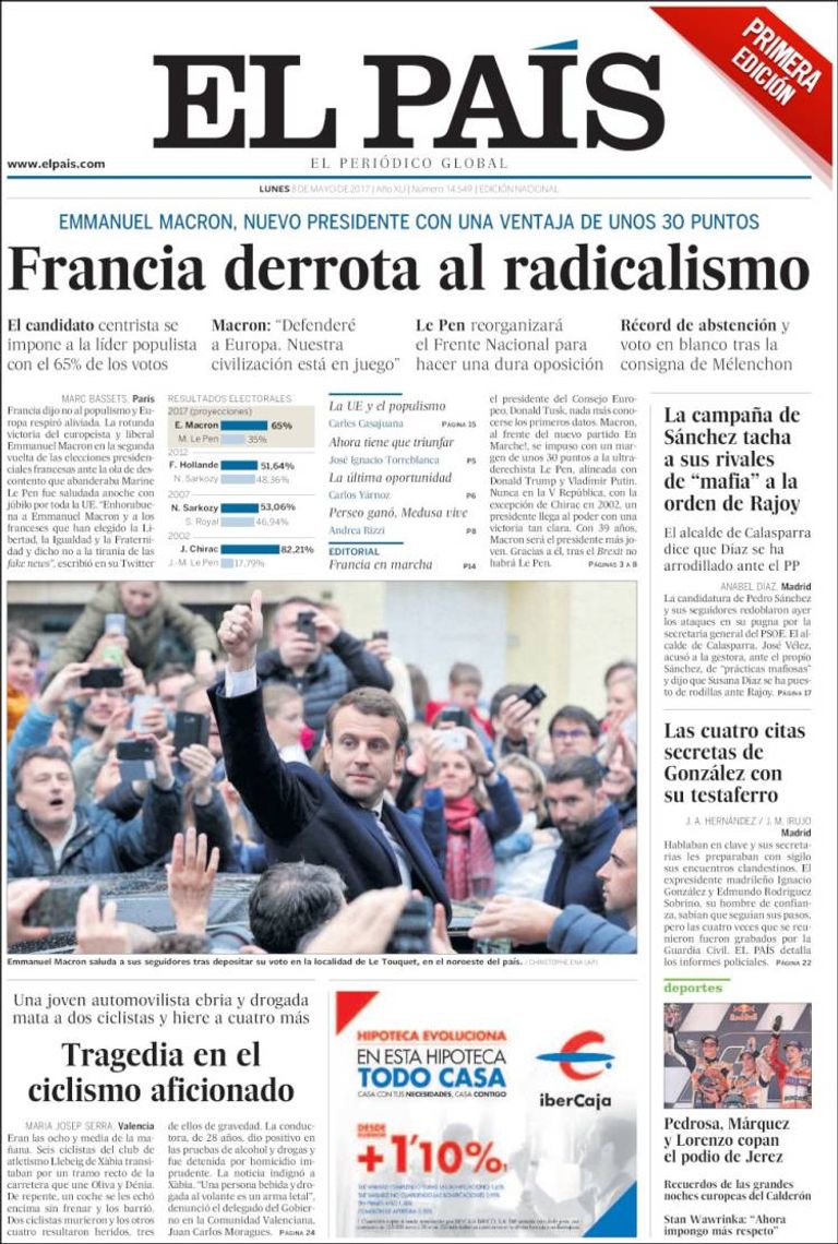 أصداء فوز ماكرون في الصحف العالمية