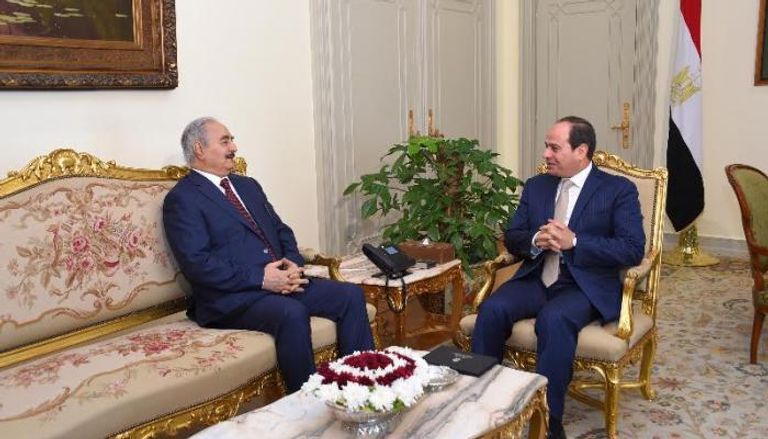 جانب من لقاء الرئيس المصري والمشير خليفة حفتر