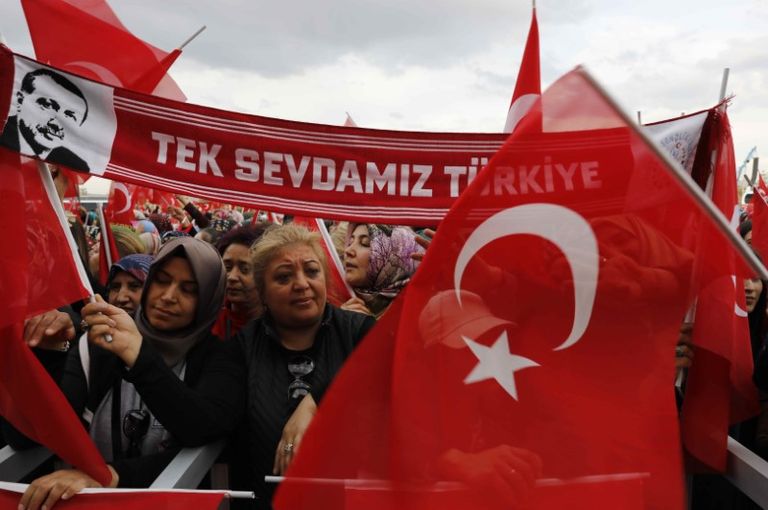 جانب من الاحتجاجات ضد زيارة أردوغان لواشنطن