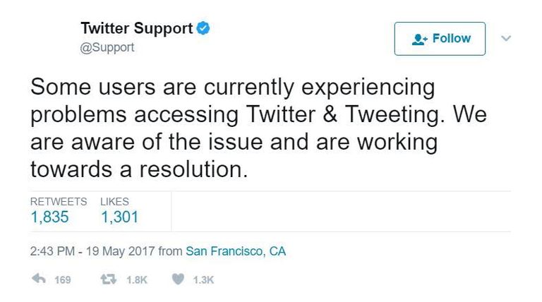 توقف خدمة تويتر