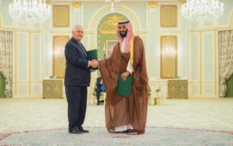 الملك سلمان بن عبد العزيز آل سعود برفقة الرئيس الأمريكي ترامب 