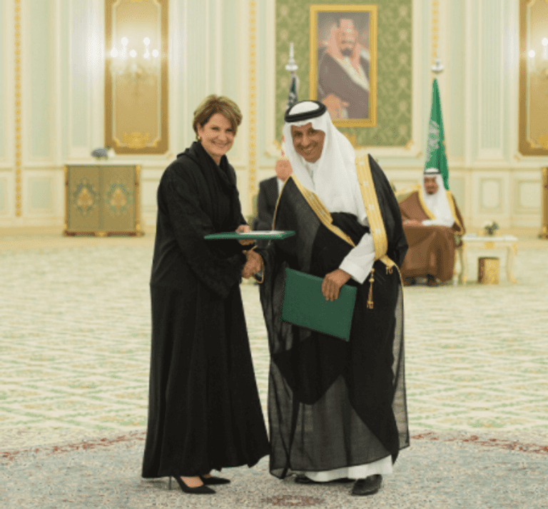 الملك سلمان بن عبد العزيز آل سعود برفقة الرئيس الأمريكي ترامب