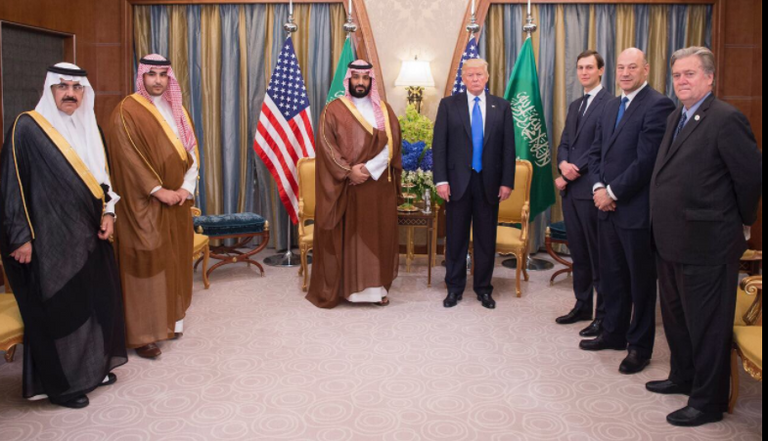 محمد بن سلمان ولي ولي العهد السعودي برفقة الرئيس الأمريكي ترامب