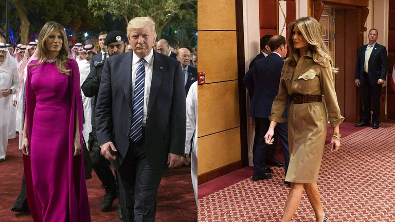 إطلالات ميلانيا ترامب أثناء الزيارة