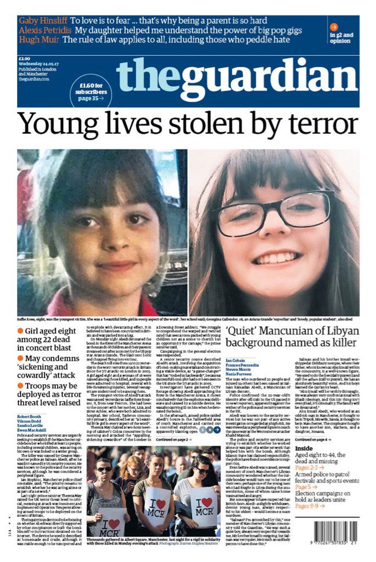 هجوم مانشستر تصدر عناوين صحف العالم