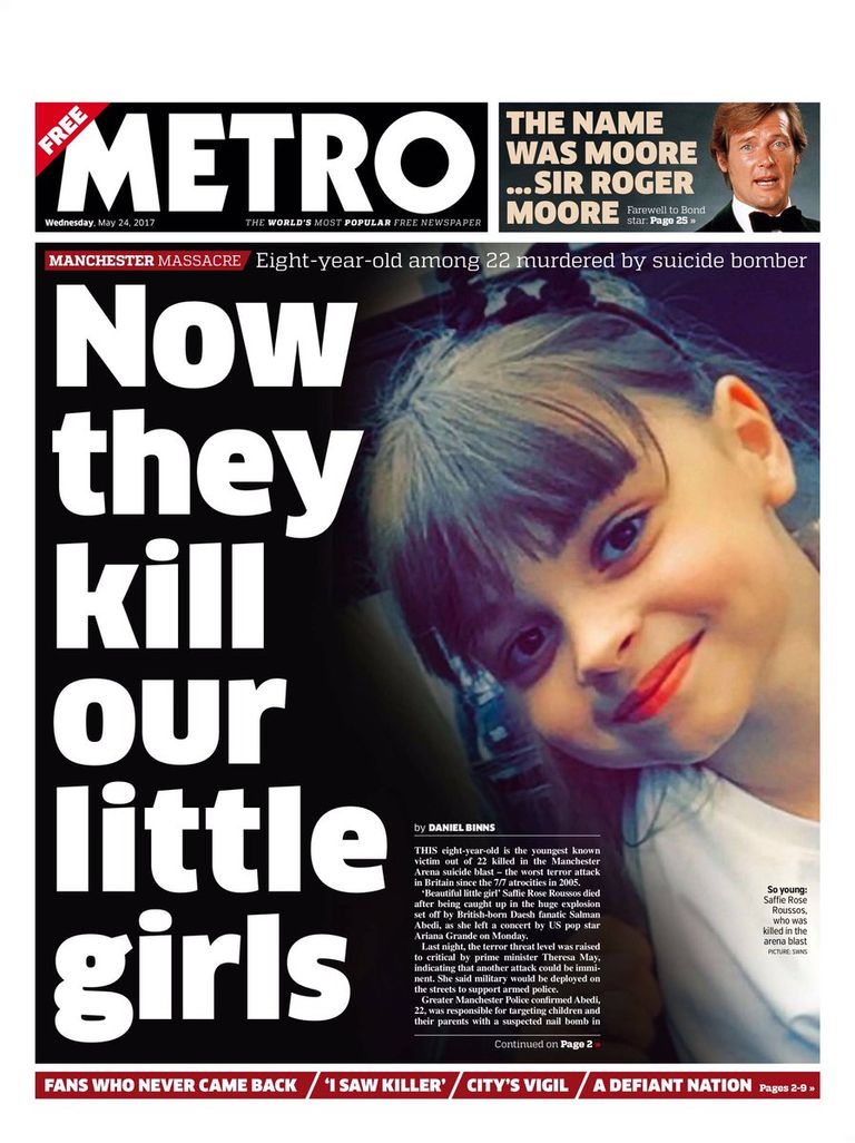 هجوم مانشستر تصدر عناوين صحف العالم