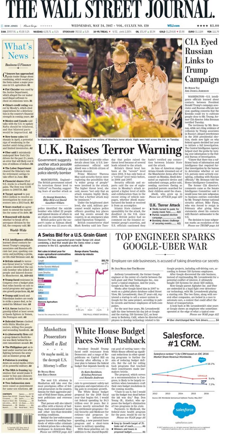 هجوم مانشستر تصدر عناوين صحف العالم