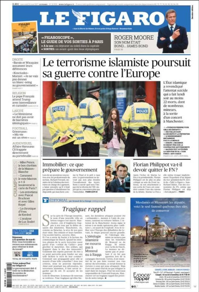 هجوم مانشستر تصدر عناوين صحف العالم