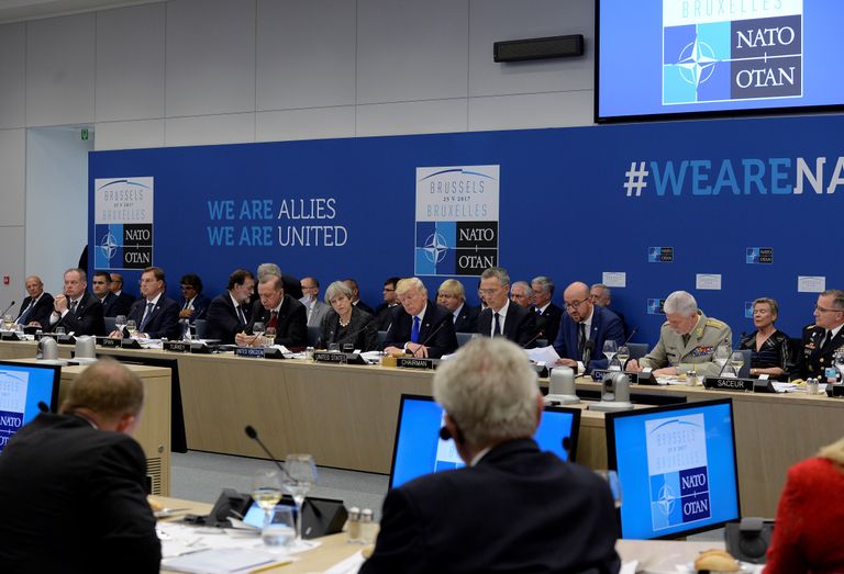 ترامب يلقى كلمته أمام قمة الناتو - أ.ف.ب